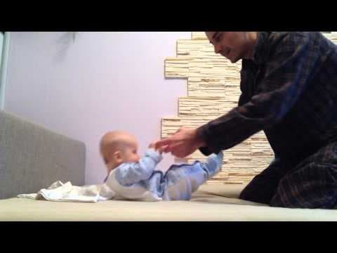 Daddy Teaching 5 Month Baby How to Sit Up