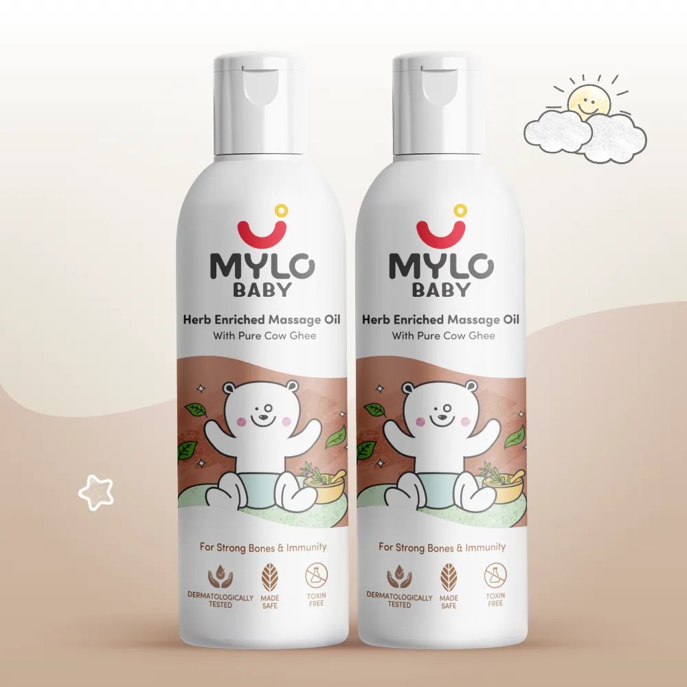 Mylo Herb Enriched Baby Massage Oil - 200 ml - Pack of 2