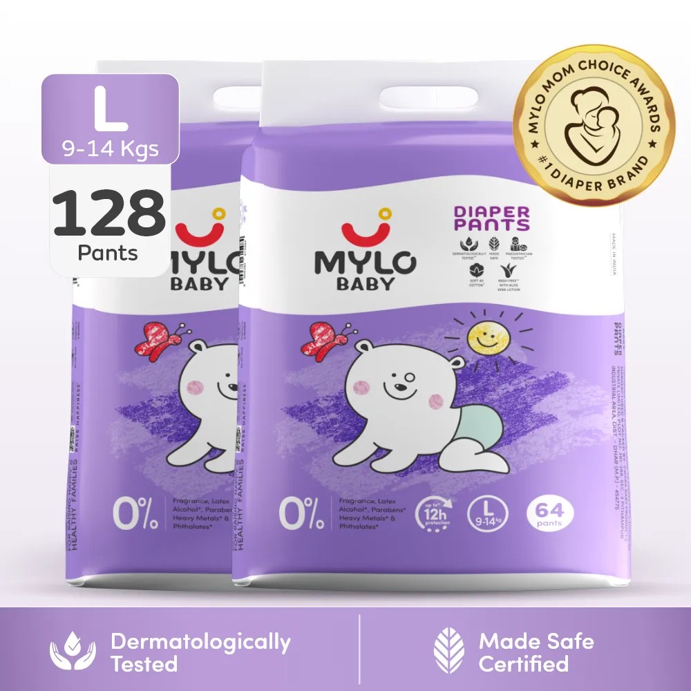 Mylo Baby Diaper Pants Jumbo L Size Pack of 64x2