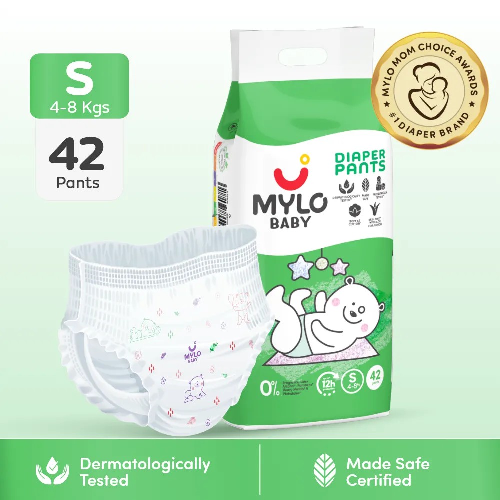 Mylo Baby Diaper Pants (S) Size – 12-Hour Leak-Proof Protection for Happy Babies