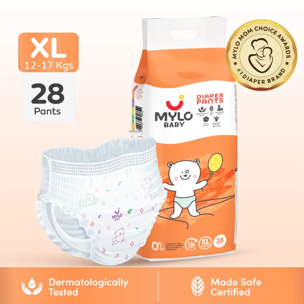 Baby Diaper Pants Extra Large (XL) Size 12-17 kgs (28 count) Leak Proof | Lightweight | Rash Free | 12 Hours Protection | ADL Technology (Pack of 1)