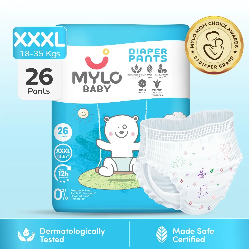 Mylo Baby Diaper Pants (XXXL) Size – 12-Hour Leak-Proof Protection for Happy Babies