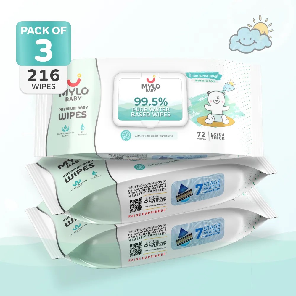 99.5% Ultra Pure Water- Based Premium Wipes - Pack of 3