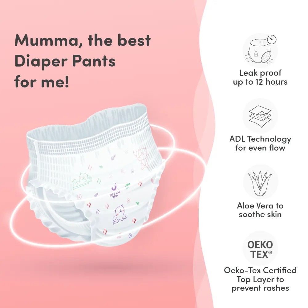 Baby Diaper Pants (XXL) Size 15-25 kgs (48 count) Leak Proof | Lightweight | Rash Free | 12 Hours Protection | ADL Technology (Pack of 1)