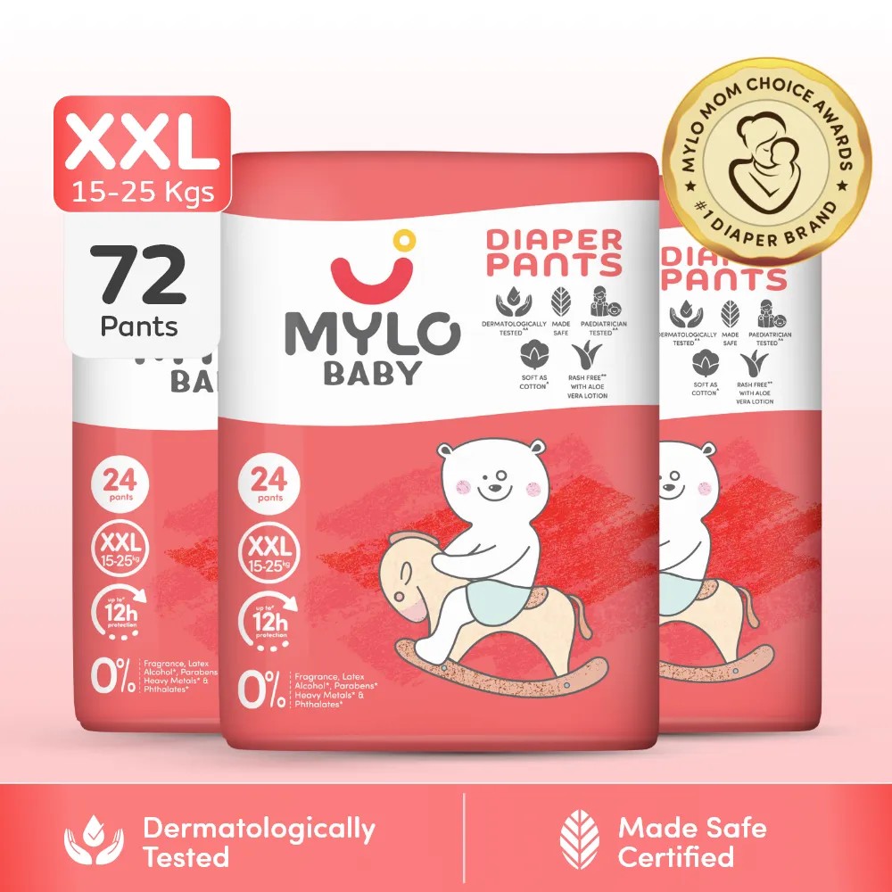 Mylo Baby Diaper Pants Extra Large (XXL) Size 15-25 kgs (72 count) - Pack of 3