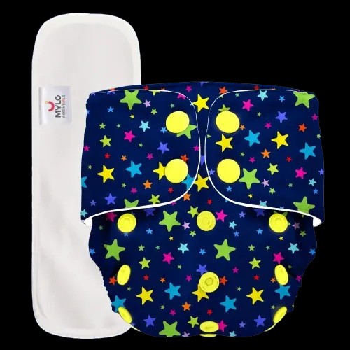 Adjustable & Reusable Cloth Diaper - Twinkle Twinkle Print - Pack of 1