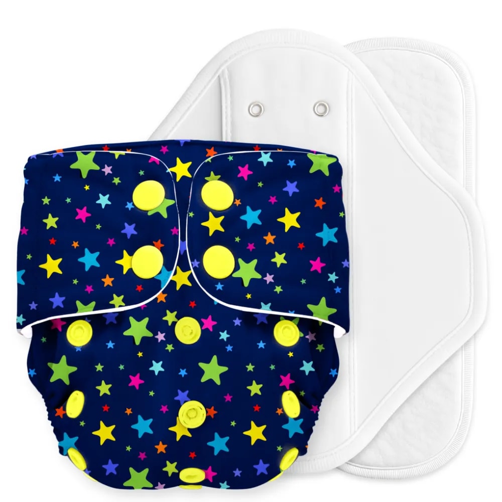 Adjustable & Reusable Cloth Diaper with Leaksafe & Ultra Absorb Pad (3M-3Y) - Twinkle Twinkle Print - Pack of 1