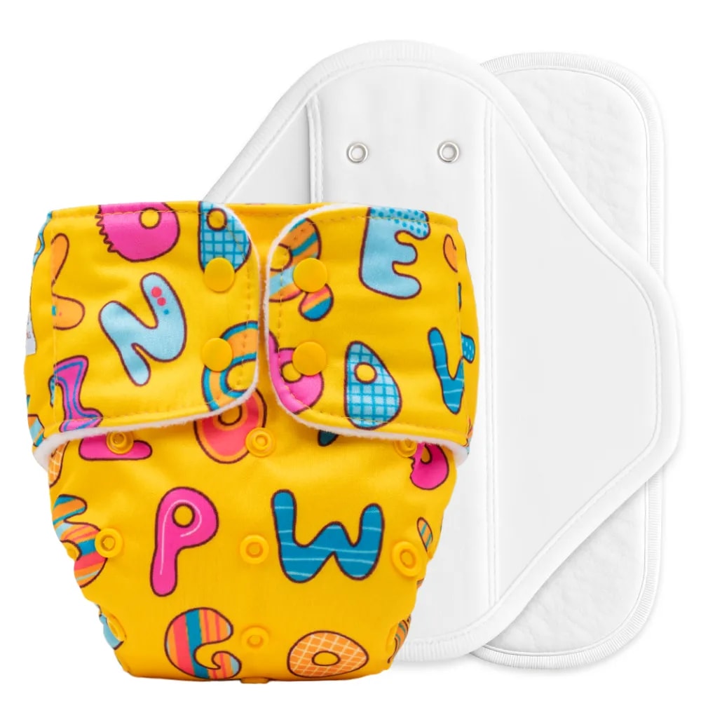Adjustable & Reusable Cloth Diaper with Leaksafe & Ultra Absorb Pad (3M-3Y) - ABC Print - Pack of 1