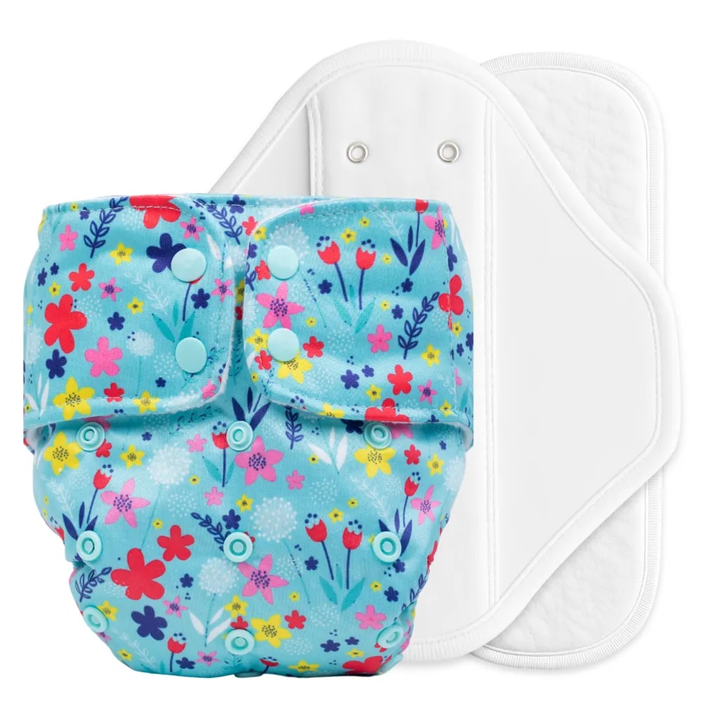 Adjustable & Reusable Cloth Diaper with Leaksafe & Ultra Absorb Pad (3M-3Y) - Floral Spring Print - Pack of 1