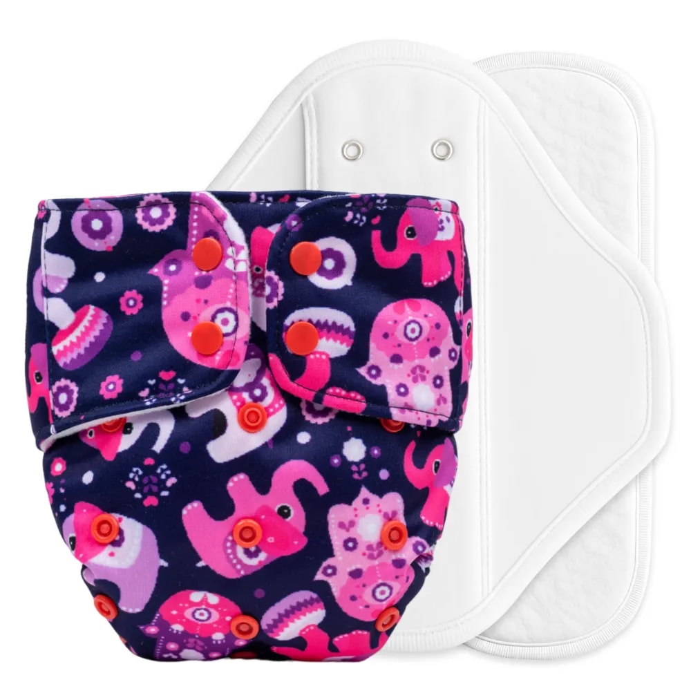 Adjustable & Reusable Cloth Diaper with Leaksafe & Ultra Absorb Pad (3M-3Y) - Purple Love - Pack of 1