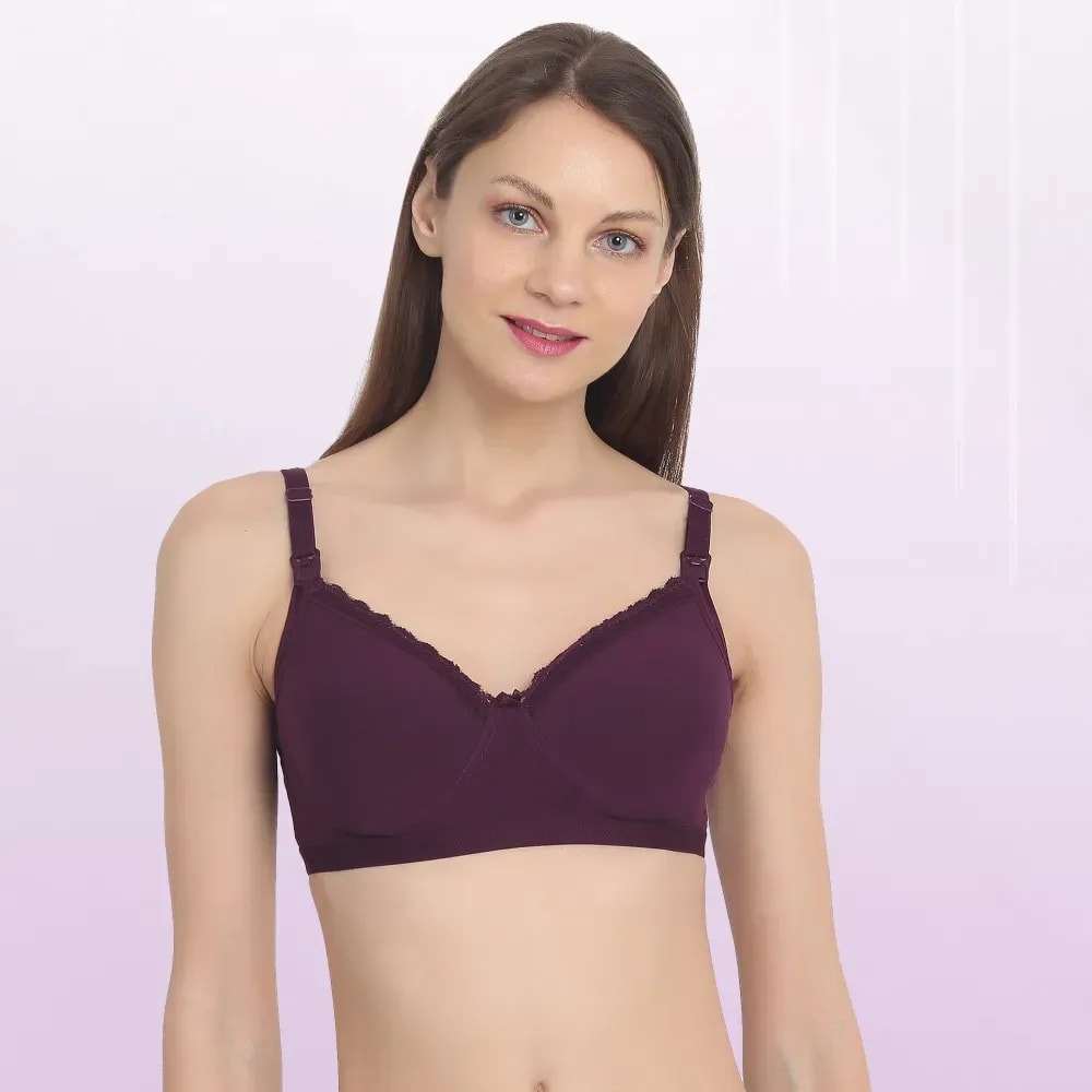 Light Padded Maternity/Nursing Bra with free bra extender -Plum 36B