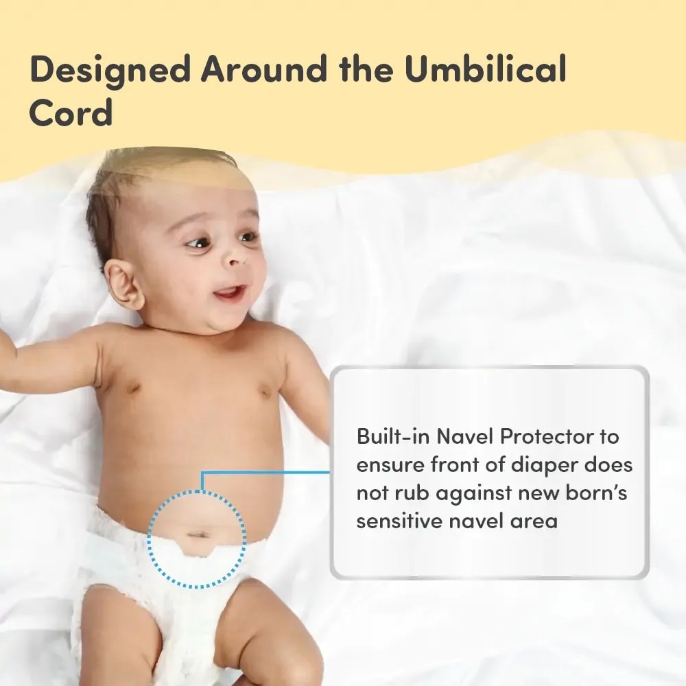 Mylo Baby New Born Tape Diapers | Size upto 5 kgs | 52 count | Naval Protection | Wetness Indicator | Rash Free | 12 Hours Protection