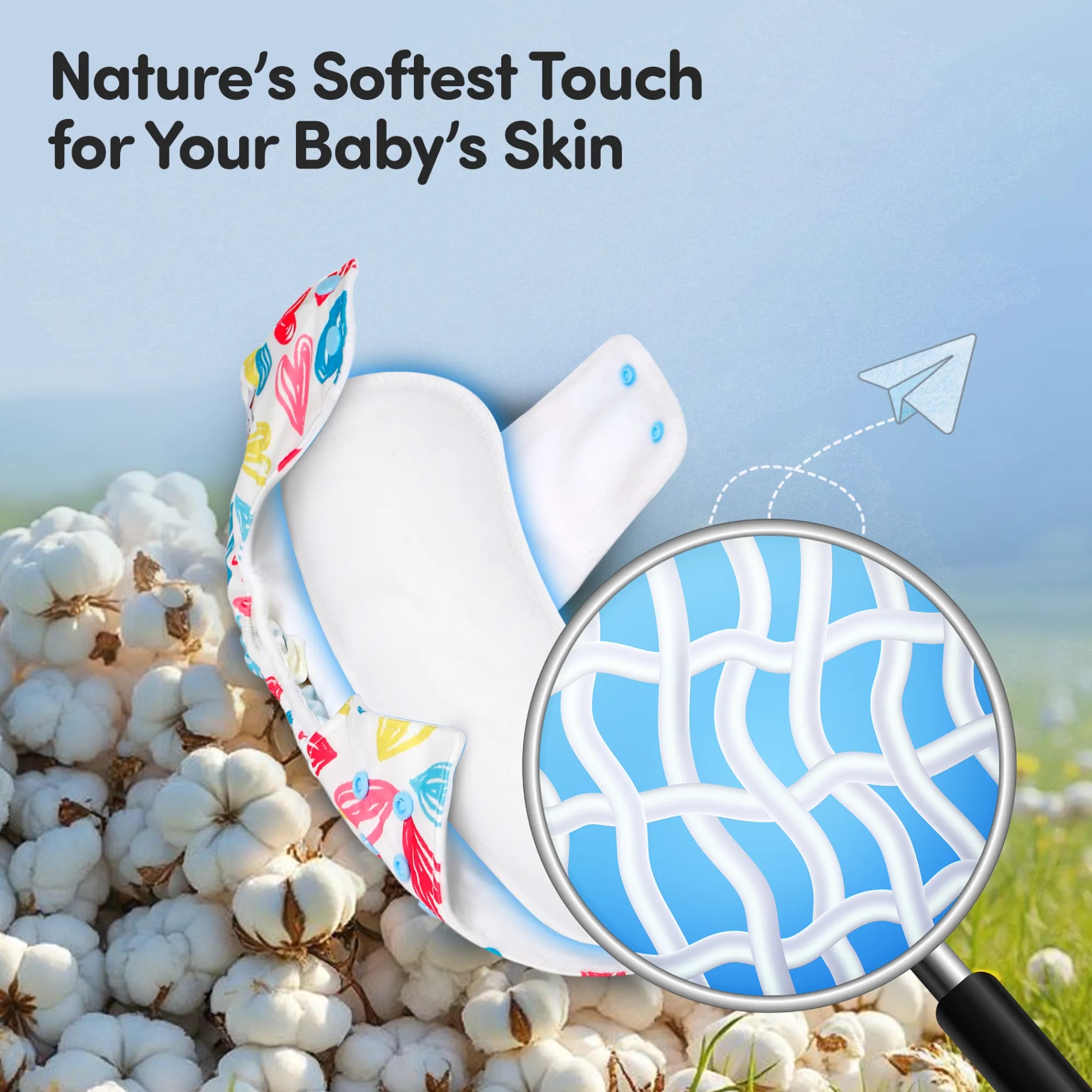 Adjustable & Reusable Cloth Diaper with Leaksafe & Ultra Absorb Pad (3M-3Y) - Floral Spring Print - Pack of 1