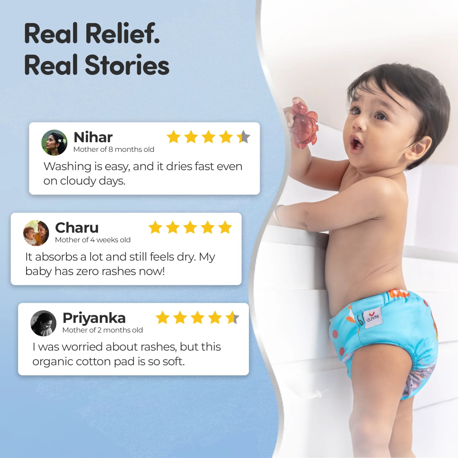 Adjustable & Reusable Cloth Diaper with Leaksafe & Ultra Absorb Pad (3M-3Y) - Floral Spring Print - Pack of 1