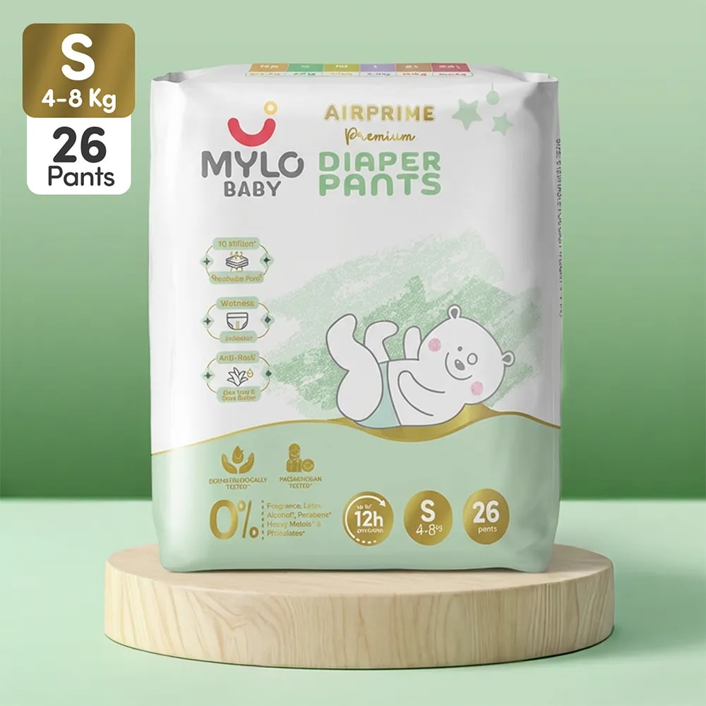 Mylo Airprime™ Premium Diaper Pants with Wetness Indicator - S(4-8 Kgs) - 26 Count