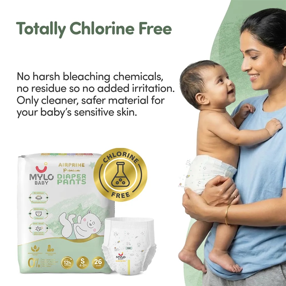 Mylo Airprime™ Premium Diaper Pants with Wetness Indicator - S(4-8 Kgs) - 26 Count