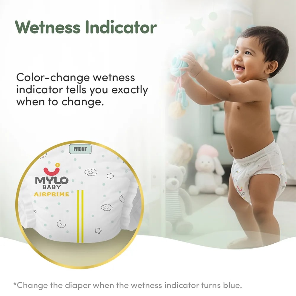 Mylo Airprime™ Premium Diaper Pants with Wetness Indicator - M(7-12 Kgs) - 104 Count