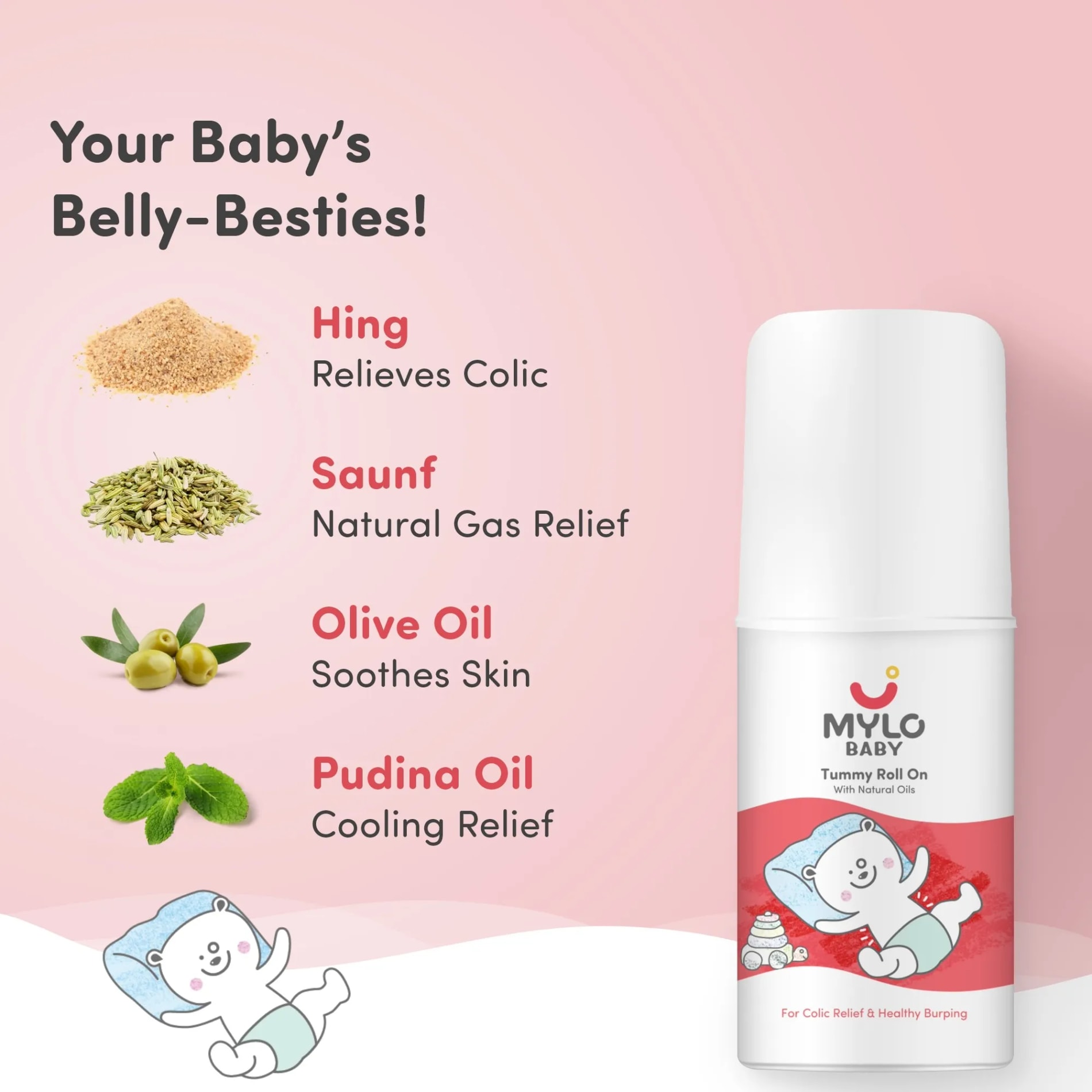 Tummy Roll On For Baby | Made Safe Australia Certified | Relieves Gas & Colic | Promotes Healthy Burping | Reduces Acid Reflux | 40 ml