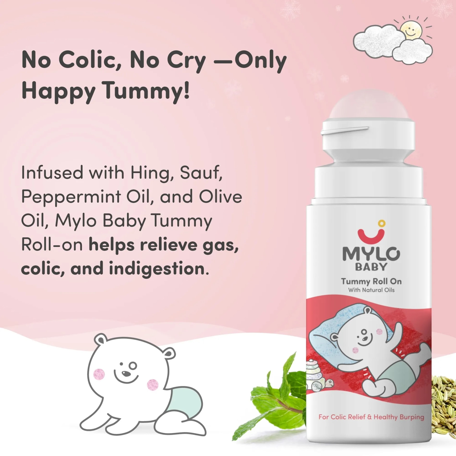 Tummy Roll On For Baby | Made Safe Australia Certified | Relieves Gas & Colic | Promotes Healthy Burping | Reduces Acid Reflux | 40 ml