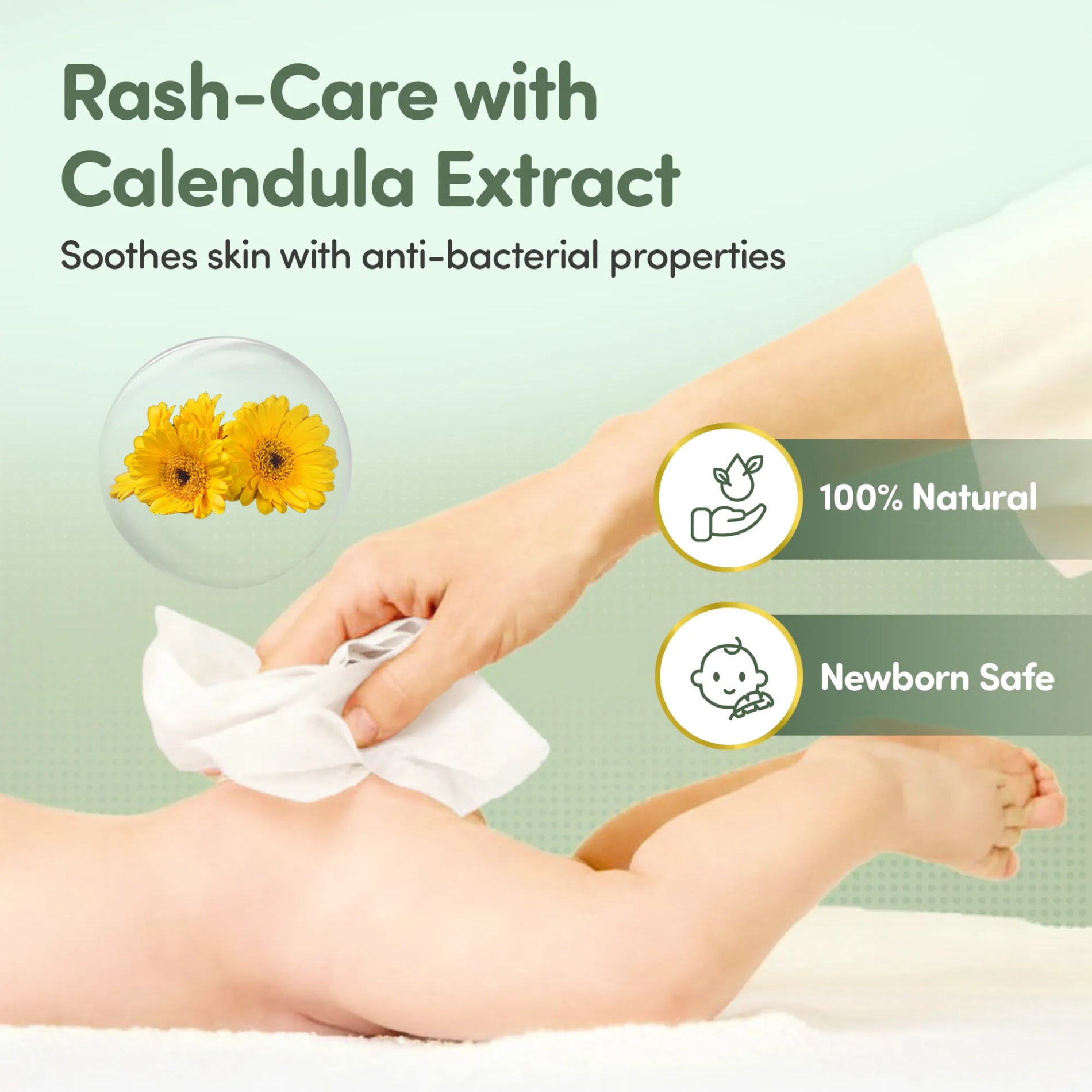 Mylo Baby 100% Plant-based Premium Wipes with 99.5% Pure Water & Calendula Extract - Pack of 1