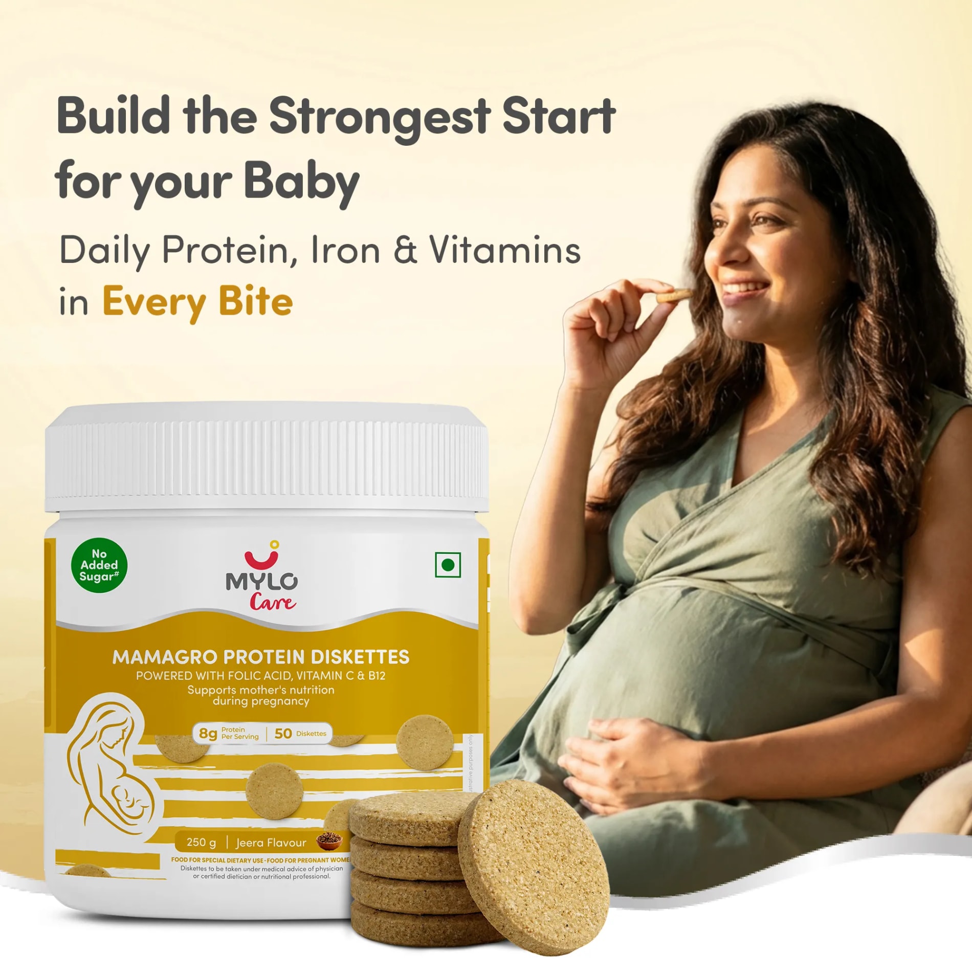 MamaGro™ Protein Diskettes - High Protein & No Added Sugar - 250gm (50 Jeera Diskettes)
