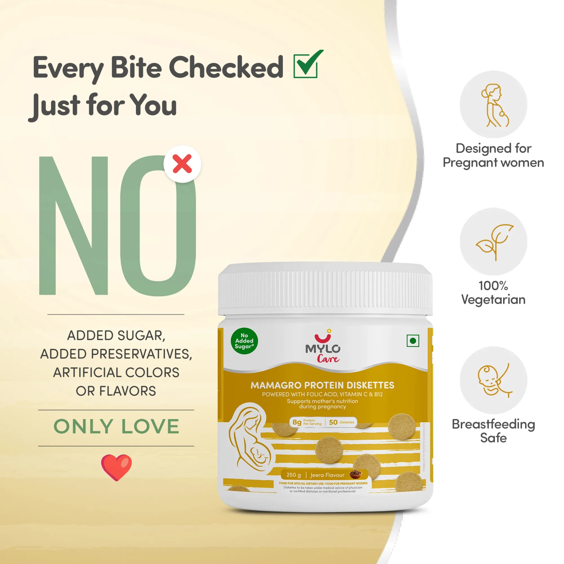 MamaGro™ Protein Diskettes - High Protein & No Added Sugar - 250gm (50 Jeera Diskettes)