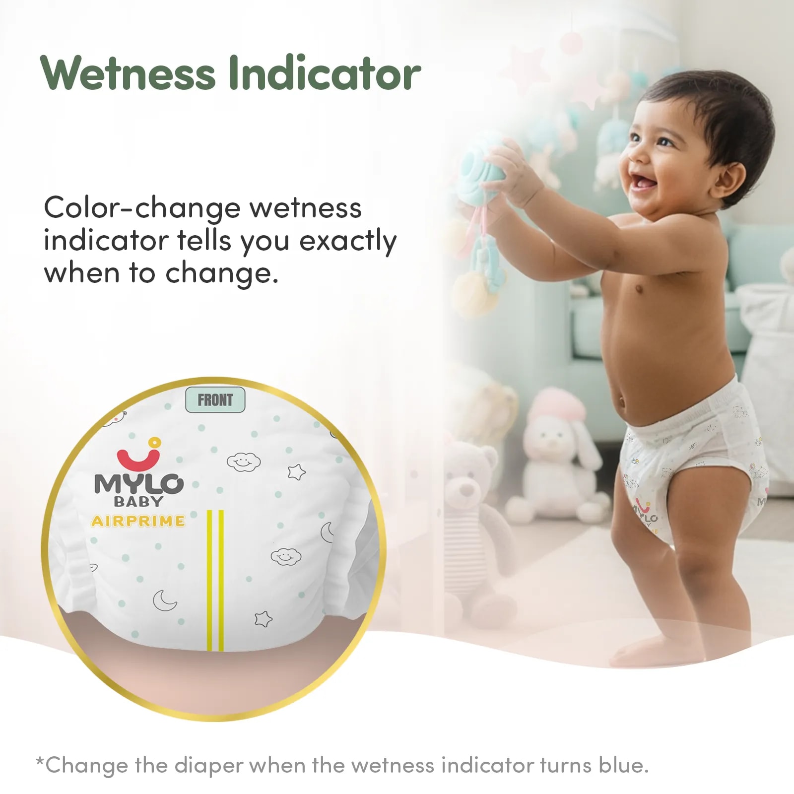 Mylo Airprime™ Premium Baby Diaper Pants | Rash-free | Leak-proof | Ultra-thin | Wetness Indicator - XL(12-17 Kgs) - 48 Count