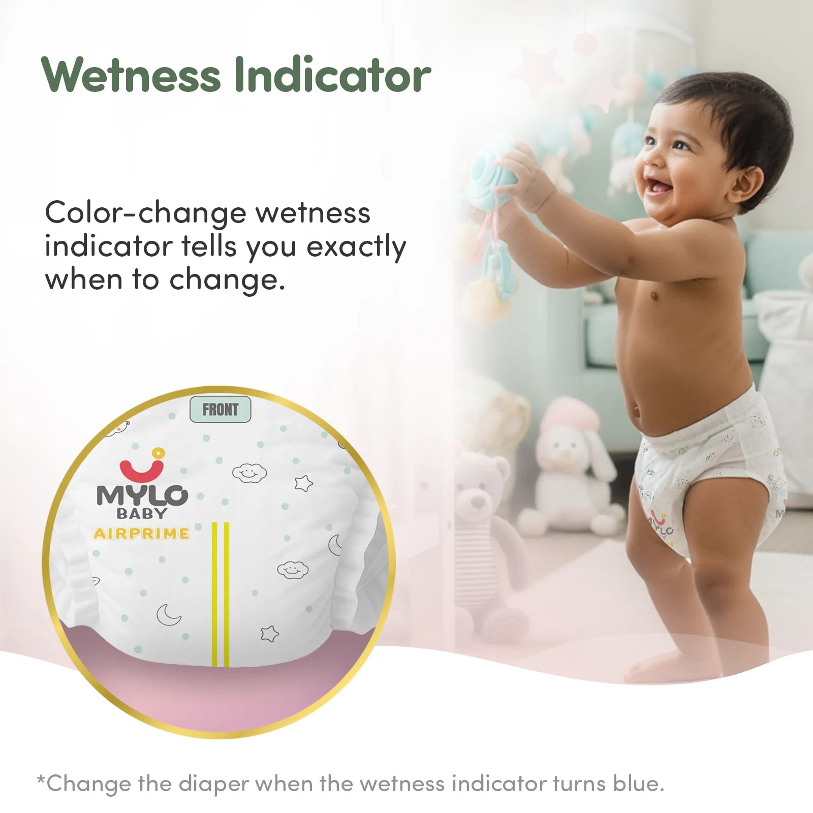 Mylo Airprime™ Premium Baby Diaper Pants | Rash-free | Leak-proof | Ultra-thin | Wetness Indicator - XXL(15 - 25 Kgs) - 24 Count