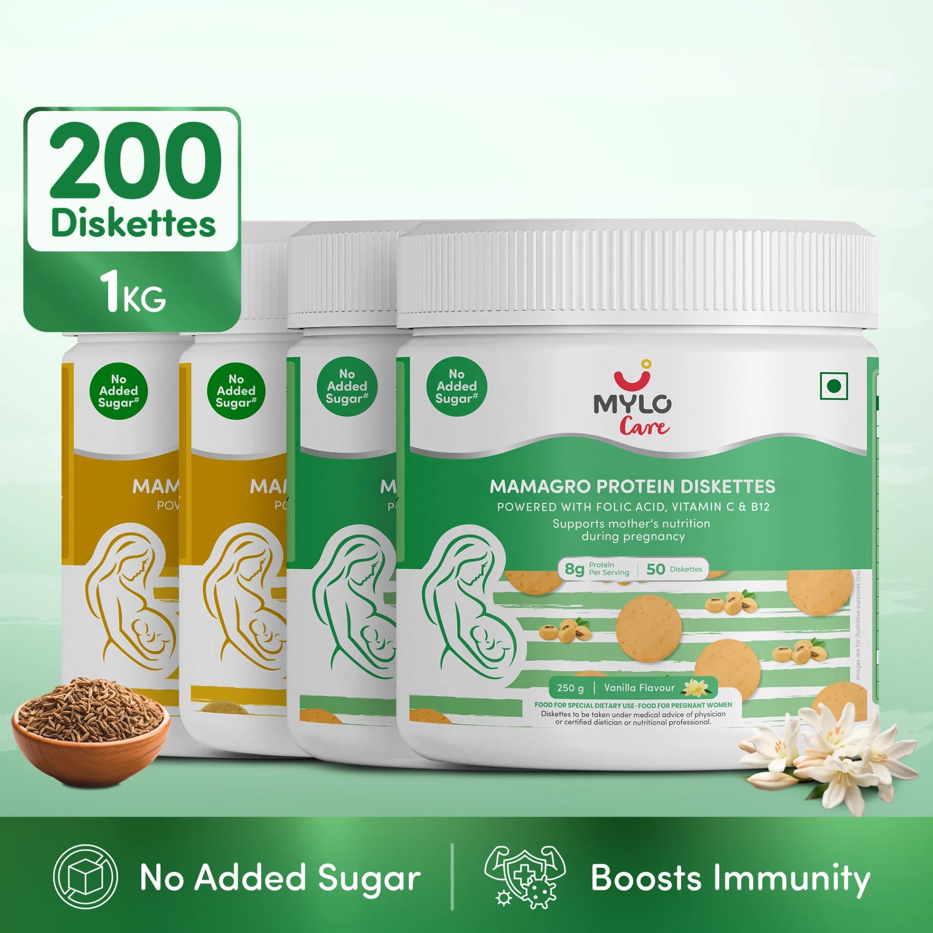 MamaGro™ Protein Diskettes (100 Vanilla + 100 Jeera Diskettes)