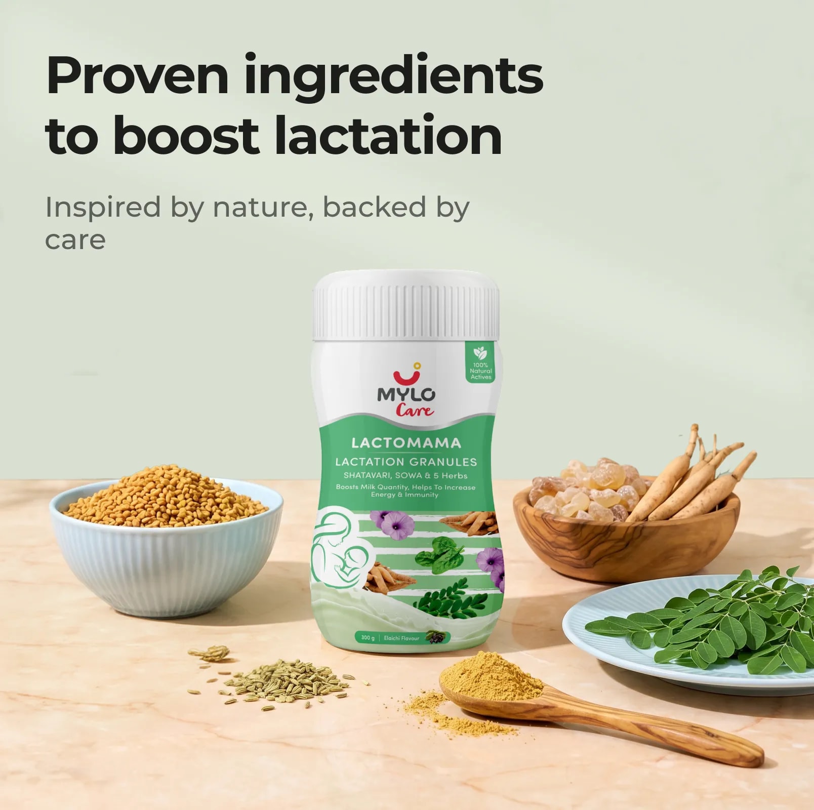 Increase Breast Milk Supply with LactoMama ™ Lactation Granules - 300g - Pack of 2 | Elaichi