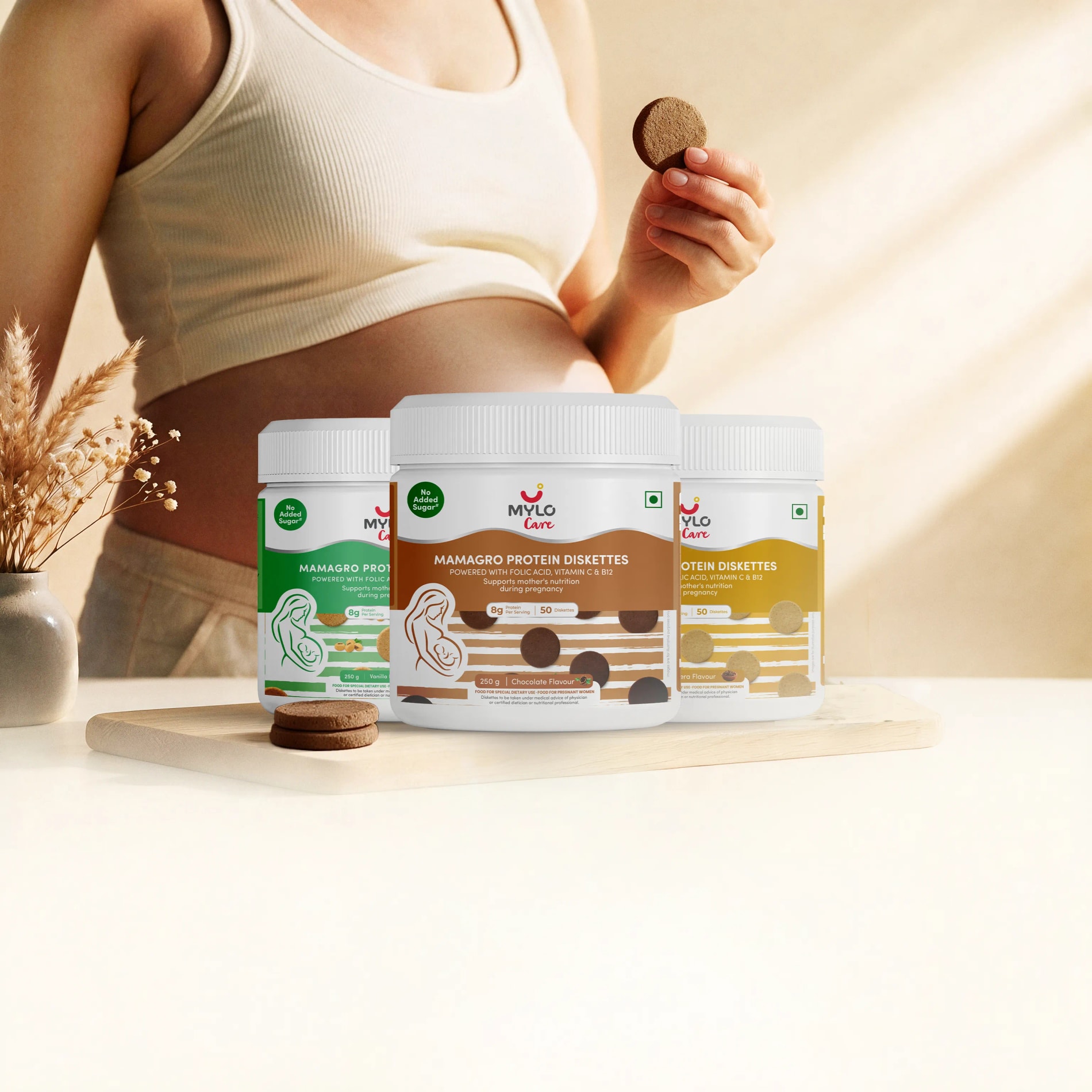 MamaGro™ Protein Diskettes - 750gm (50 Vanilla + 50 Jeera + 50 Chocolate Diskettes)