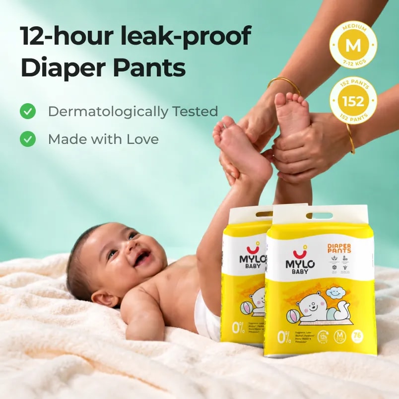 Mylo Baby Diaper Pants Jumbo M Size Pack of 76x2