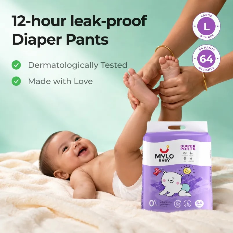 Mylo Baby Diaper Pants L Size 9-14 kgs Pack of 64