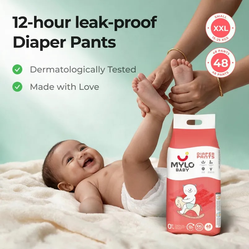 Mylo Baby Diaper Pants Extra Large (XXL) Size 15-25 kgs (48 count) - Pack of 1