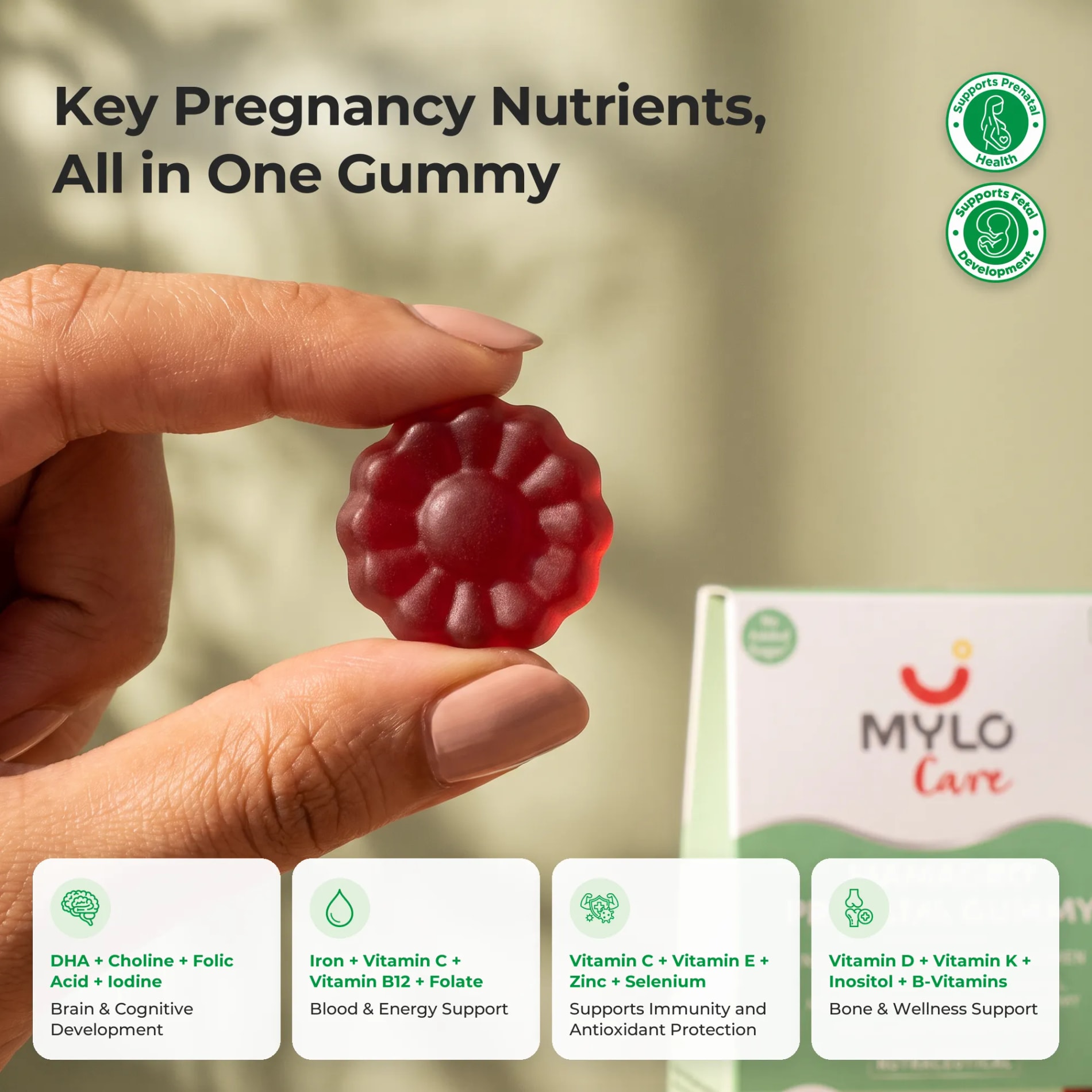  Mylo Care MamaGro Prenatal Gummy - Strawberry Flavour (90 Gummies)