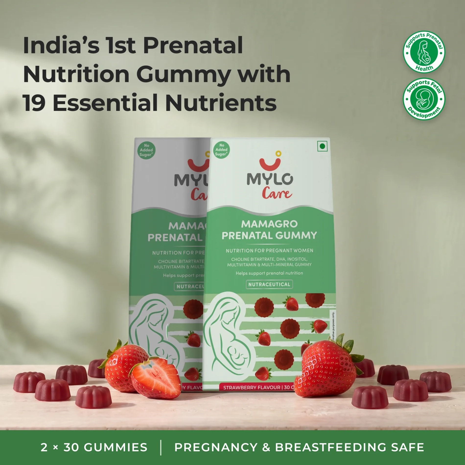 Mylo Care MamaGro Prenatal Gummy - Strawberry Flavour (60 Gummies)