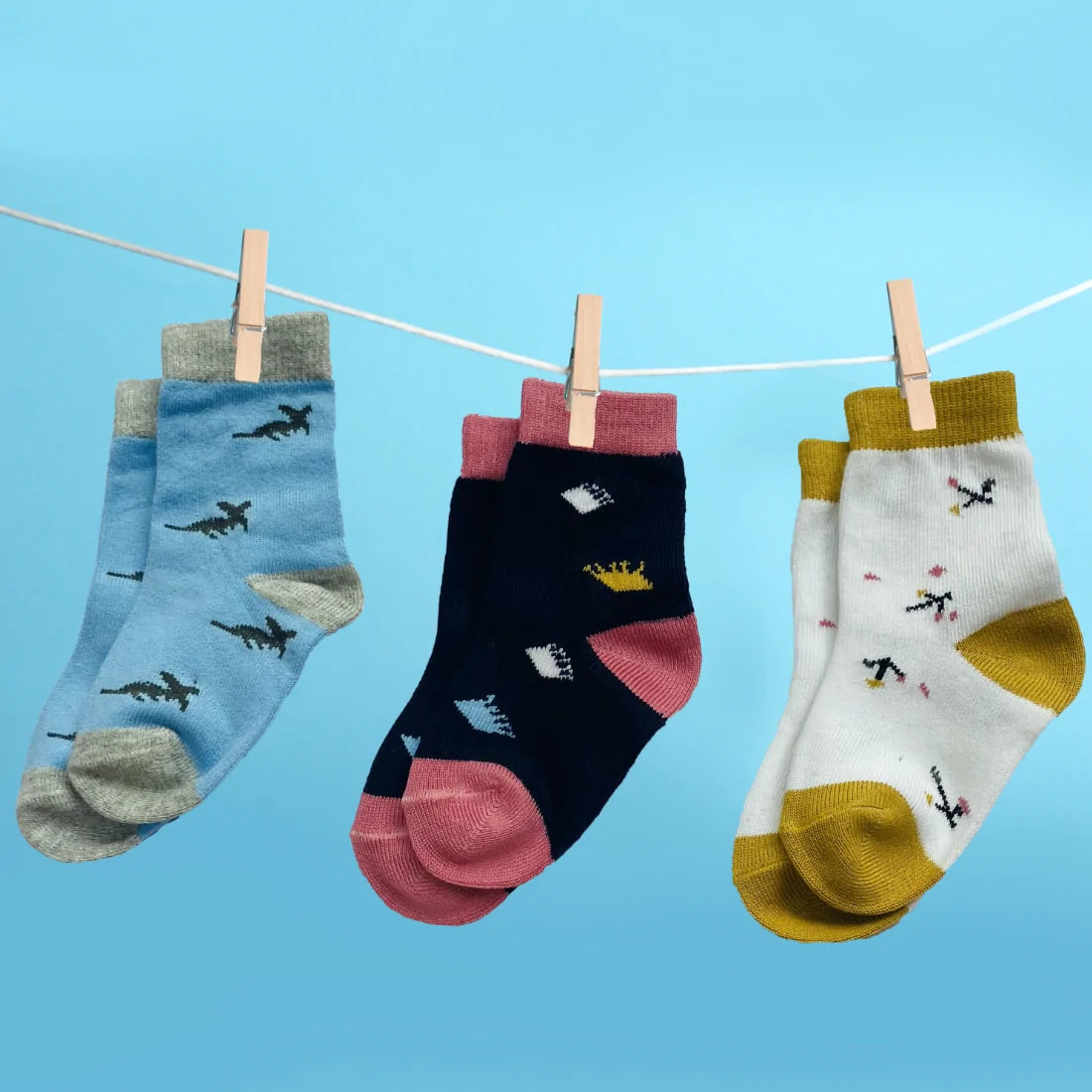 Baby Socks 0-6 Months - Unisex Dino (Pack of 3)