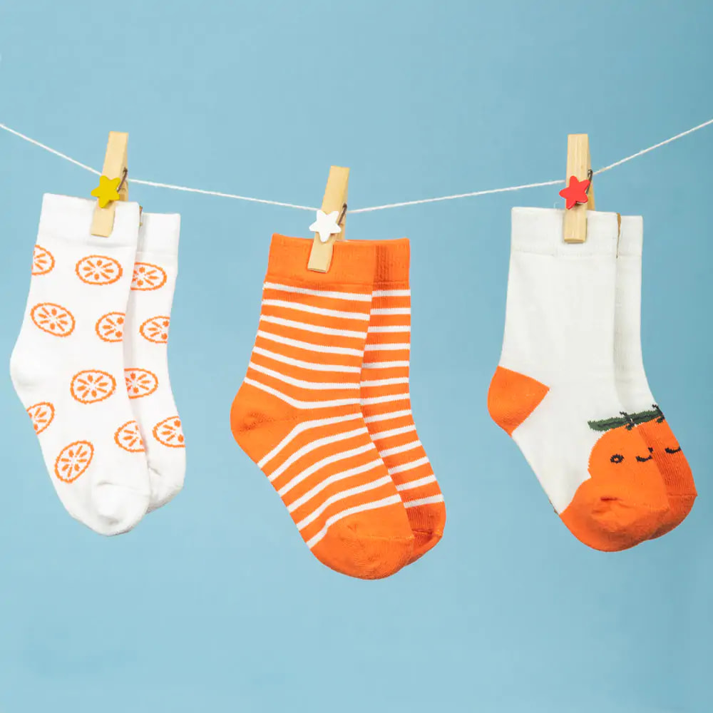 Baby Socks 6-12 Months - Unisex Slice of Orange - Pack of 3