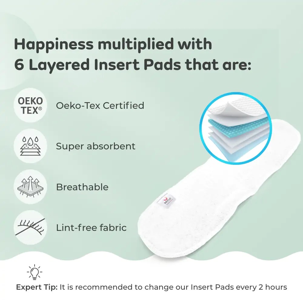 Adjustable Washable & Reusable Cloth Diaper With Dry Feel, Absorbent Insert Pad (3M-3Y) | Oeko-Tex Certified | Prevents Rashes - Rainbow - Pack of 3