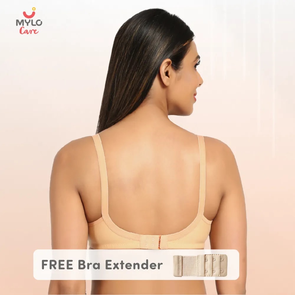 30B- Non-Wired Non-Padded Maternity Bra/Feeding Bra with Free Bra Extender | Supports Growing Breasts | Eases Pumping & Feeding | Sandalwood