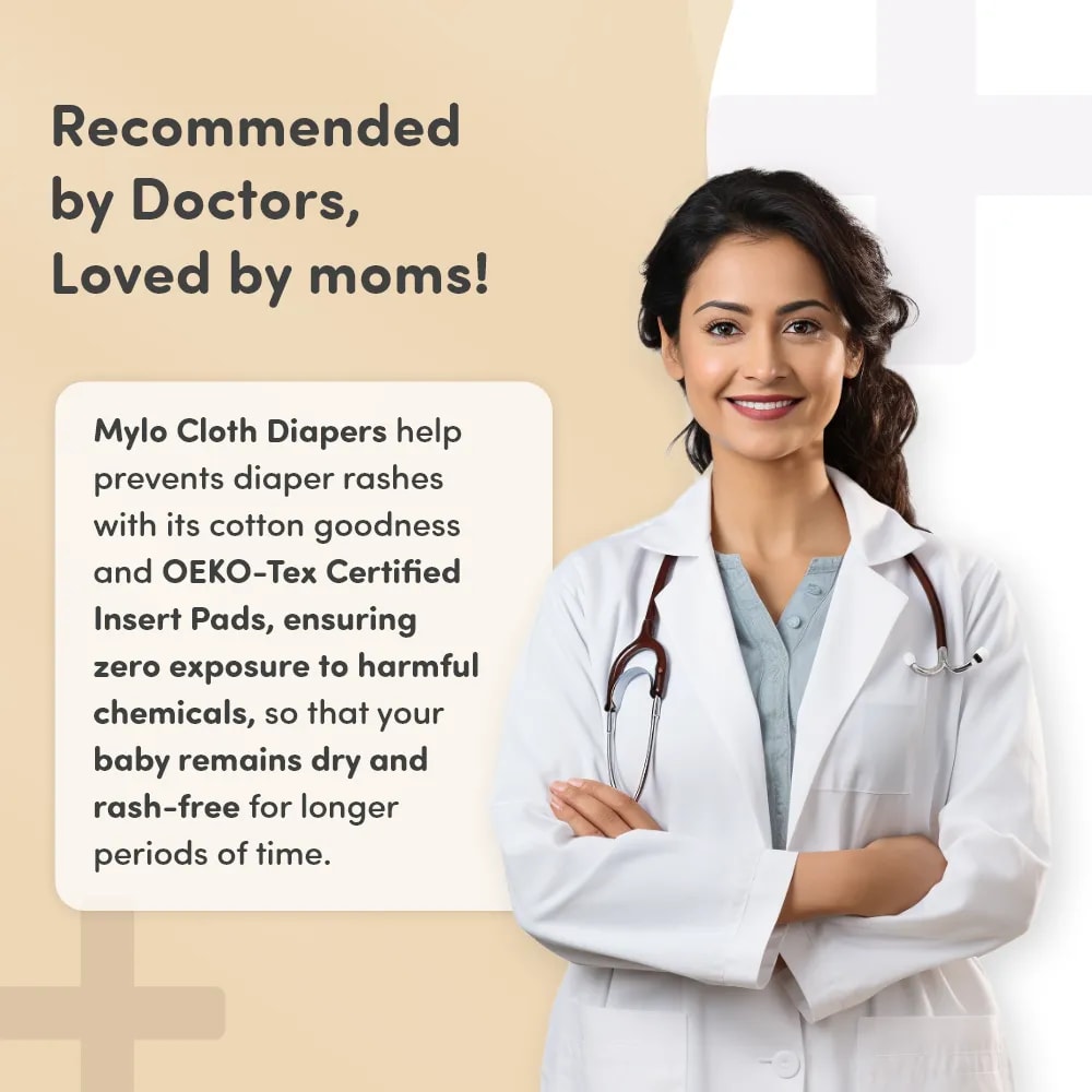 Adjustable Washable & Reusable Cloth Diaper With Dry Feel, Absorbent Insert Pad (3M-3Y) | Oeko-Tex Certified - Heart Doodles & Jungle - Pack of 2