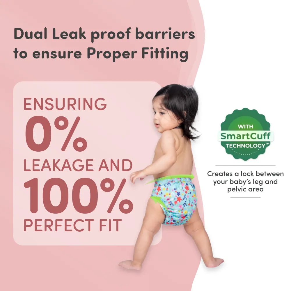 Adjustable Washable & Reusable Cloth Diaper With Absorbent Insert Pad (3M-3Y) | Oeko-Tex Certified | Prevents Rashes - Floral Spring & Jungle - Pack of 2