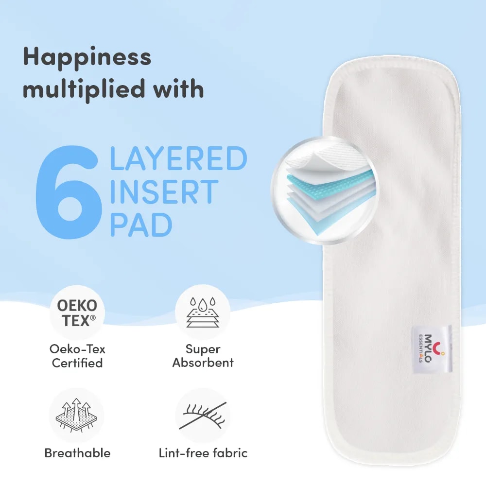 Adjustable Washable & Reusable Cloth Diaper With Dry Feel, Absorbent Insert Pad (3M-3Y) | Oeko-Tex Certified | Prevents Rashes - Floral Spring & Purple Love - Pack of 2