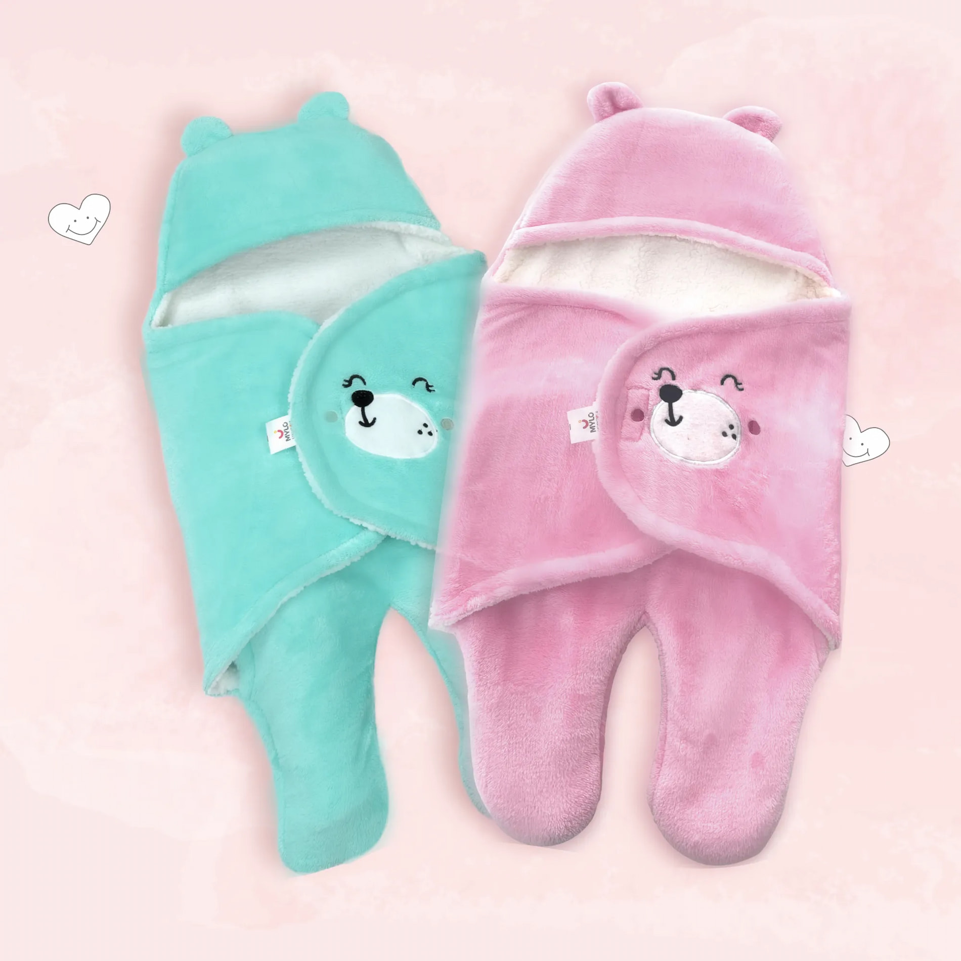 Baby Wrapper - Light Pink & Mint Green (Pack of 2)