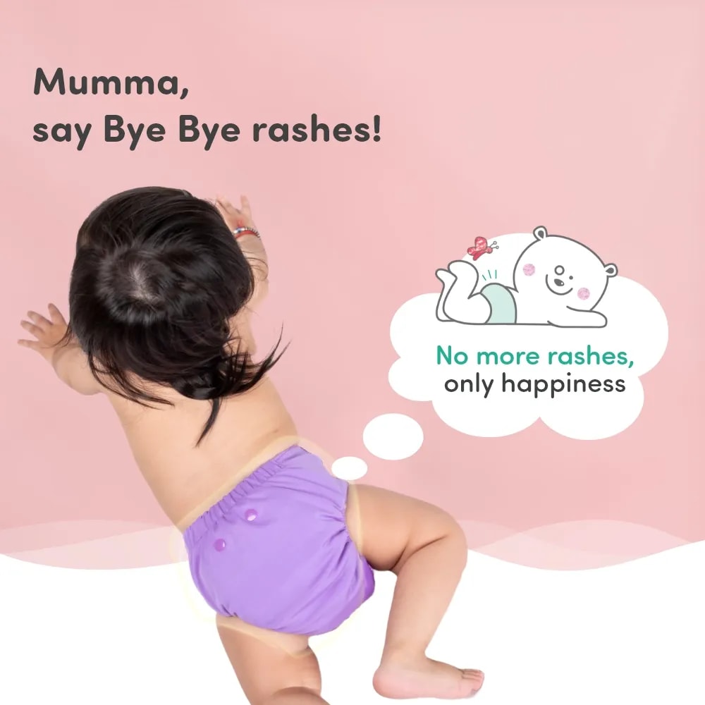 Baby Adjustable Washable & Reusable Cloth Diaper With Dry Feel, Absorbent Insert Pad (3M-3Y) | Oeko-Tex Certified - Red, Blue, Purple - Pack of 3