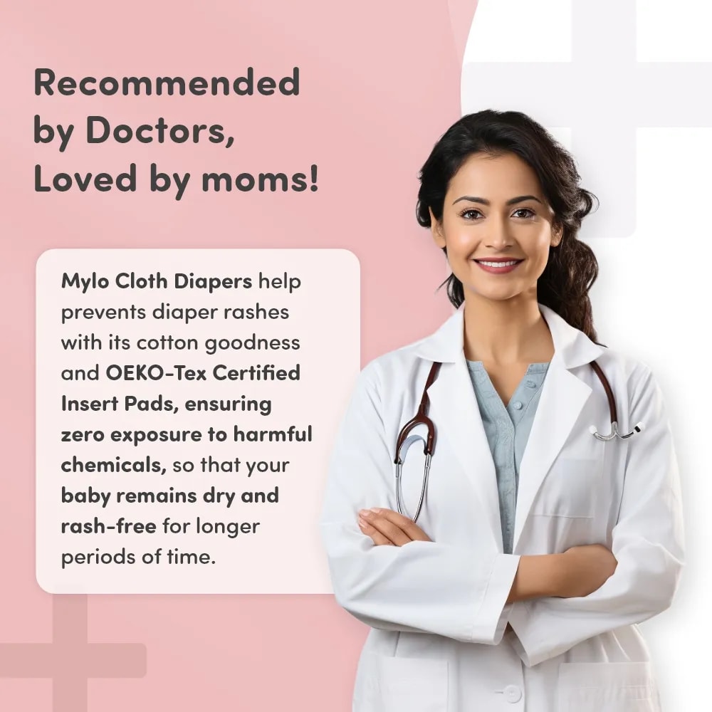 Baby Adjustable Washable & Reusable Cloth Diaper With Dry Feel, Absorbent Insert Pad (3M-3Y) | Oeko-Tex Certified - Red, Blue, Purple - Pack of 3