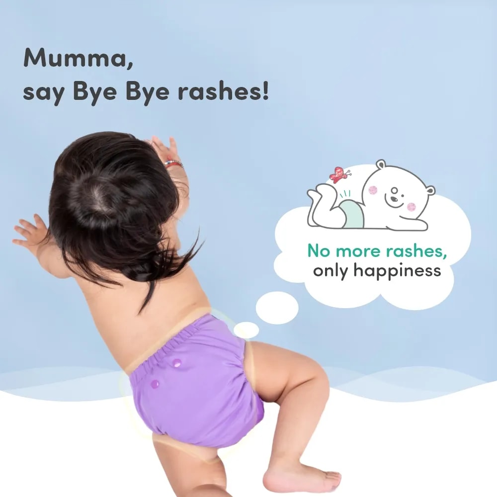 Adjustable Washable & Reusable Cloth Diaper With Dry Feel, Absorbent Insert Pad (3M-3Y) | Oeko-Tex Certified - Blue, Orange & Purple - Pack of 3