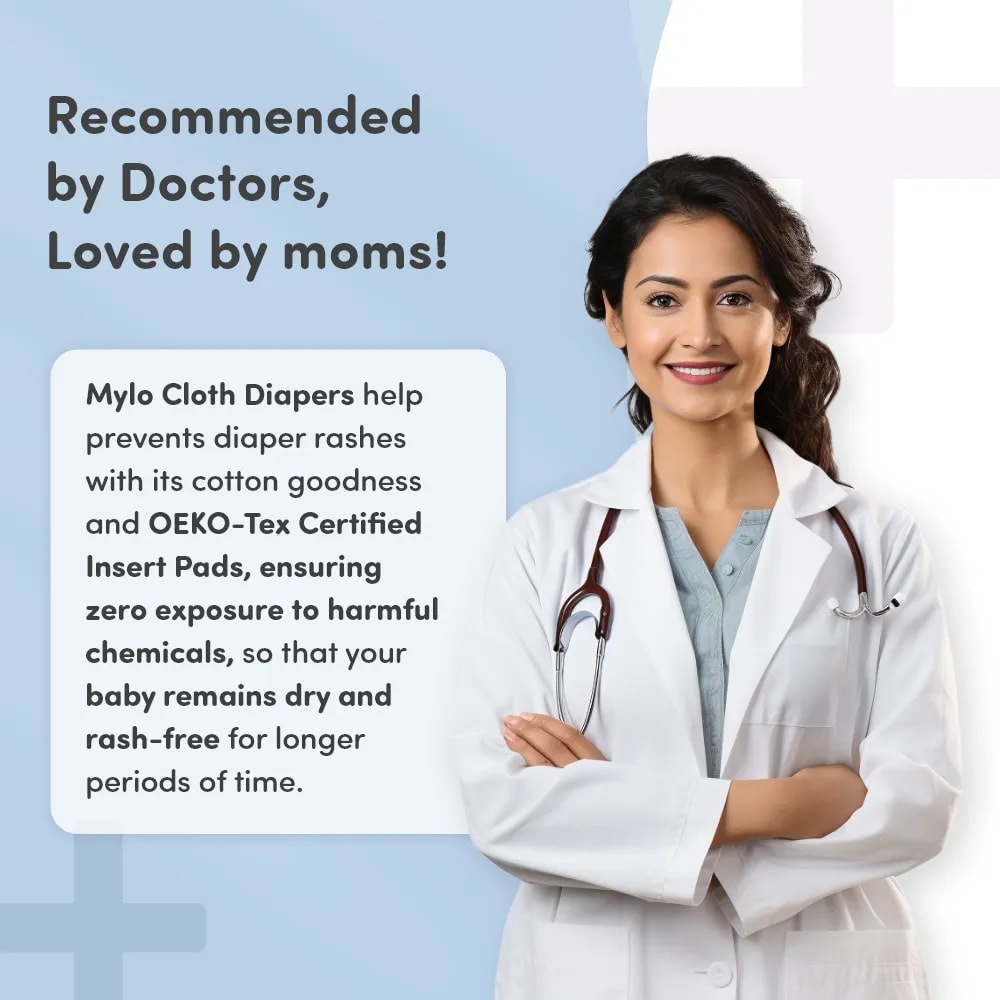 Adjustable Washable & Reusable Cloth Diaper With Dry Feel, Absorbent Insert Pad (3M-3Y) | Oeko-Tex Certified - Blue, Orange & Purple - Pack of 3