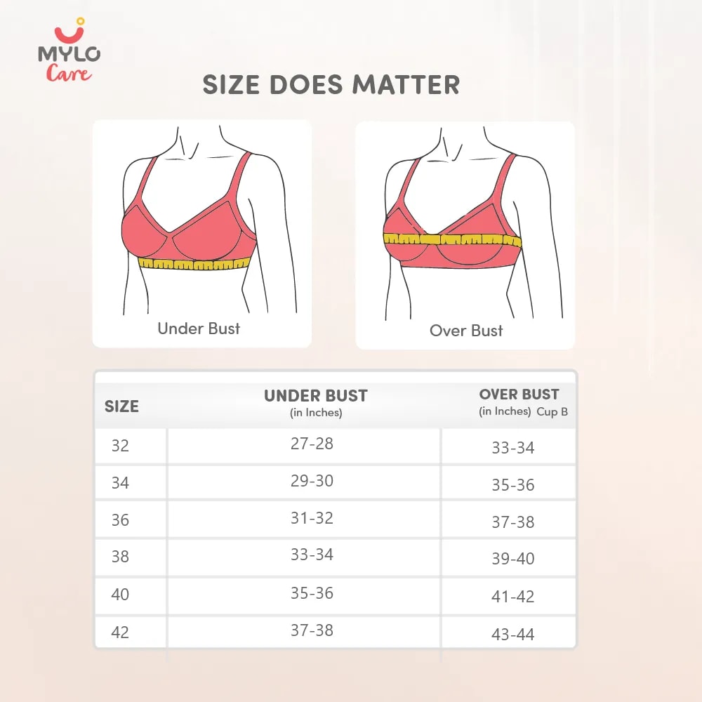 42B- Light Padded Maternity Bra/Non Wired Feeding Bra with Free Bra Extender | Supports Growing Breasts | Eases Pumping & Feeding | Skin