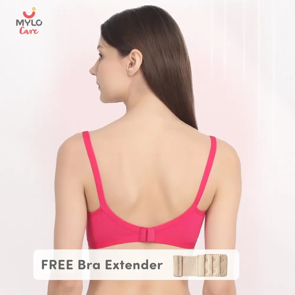 42B- Light Padded Maternity Bra/Non Wired Feeding Bra with Free Bra Extender | Supports Growing Breasts | Eases Pumping & Feeding | Fuchsia